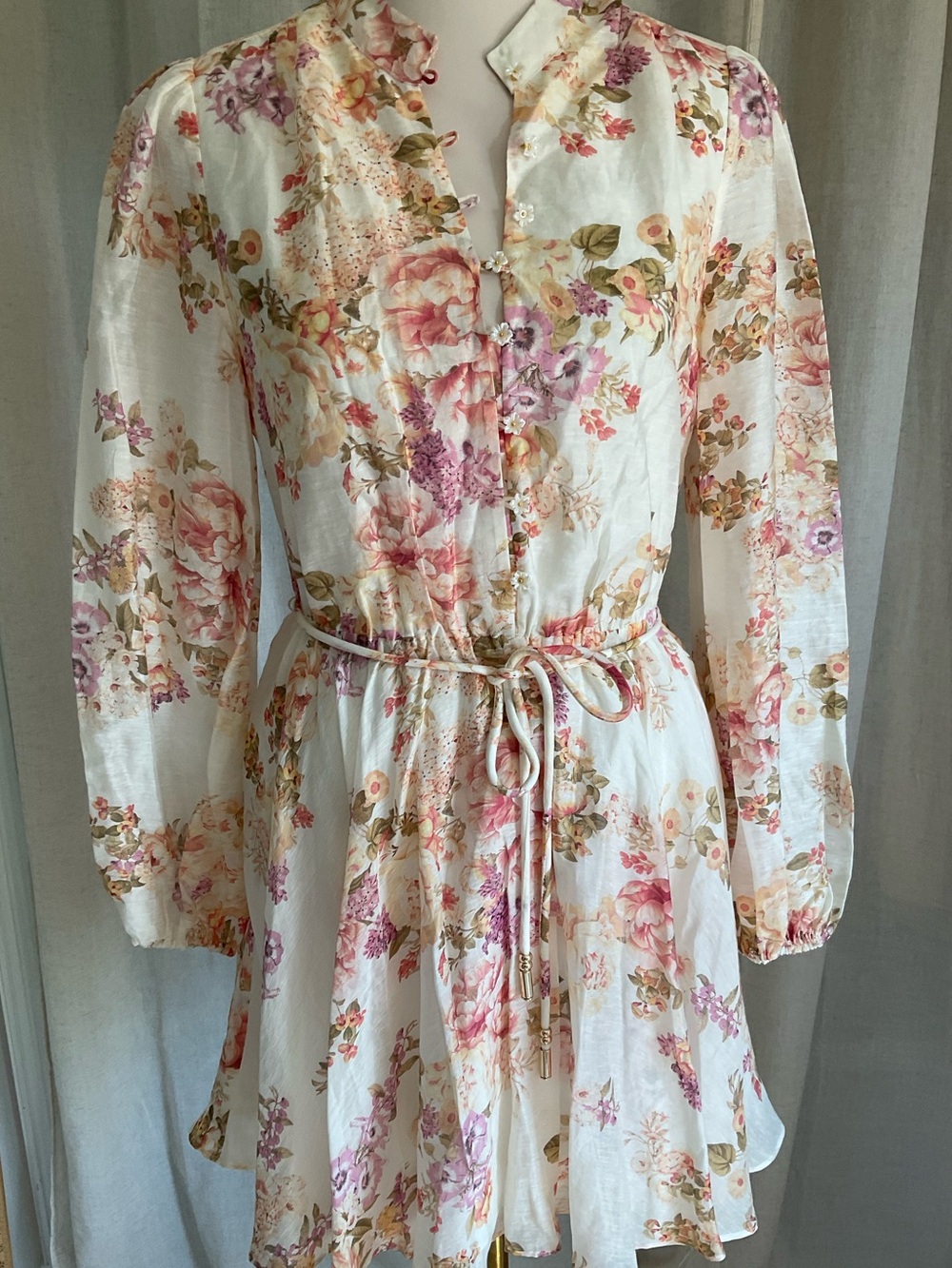 Ever New Melbourne NWOT Floral Linen Blend Tiered Mini Dress US 6 Cottagecore